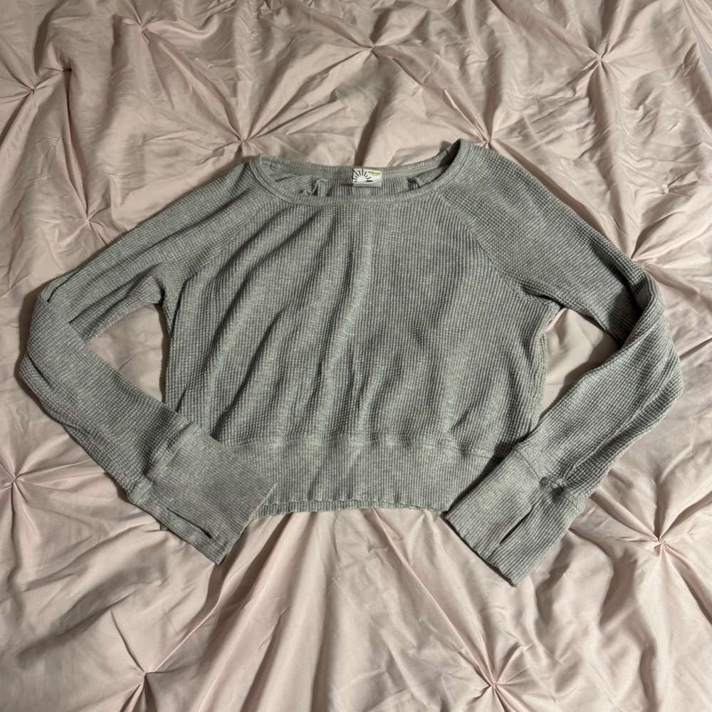 Aerie Offline Waffle Long Sleeve Crop Top